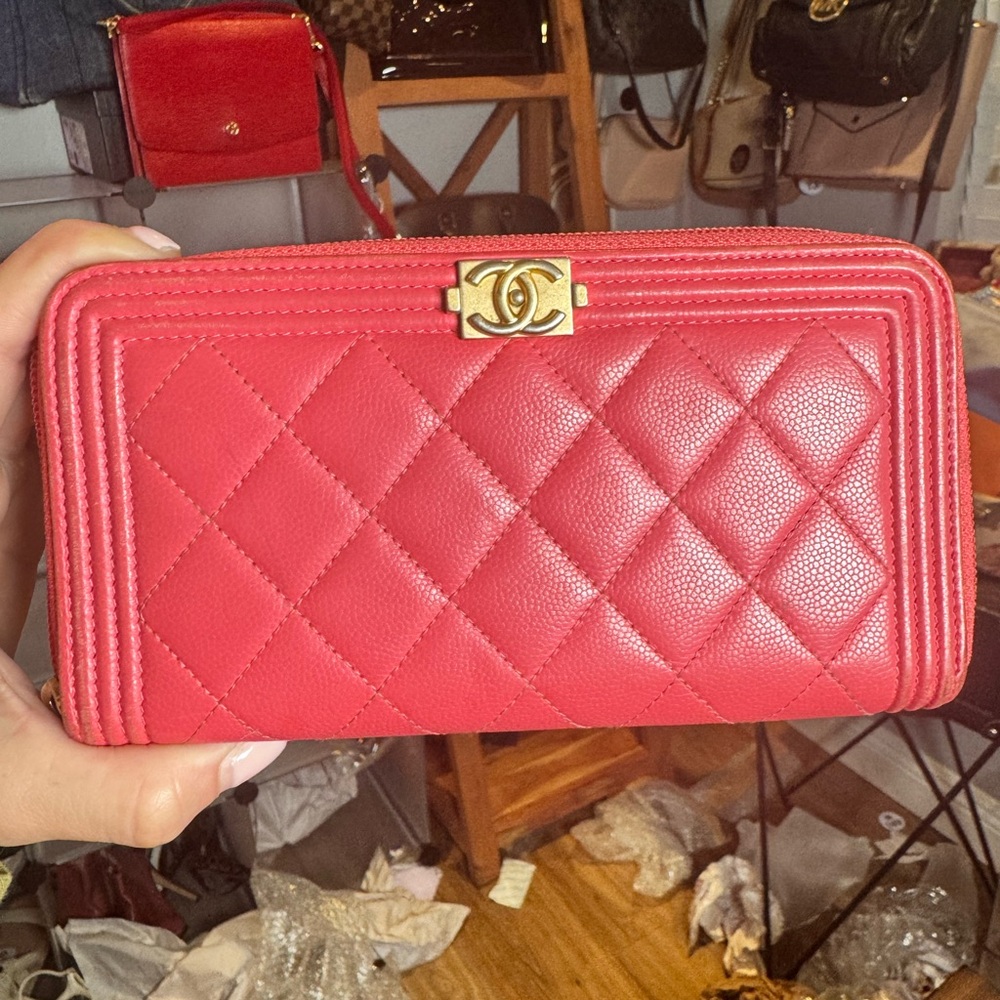 SOLD Chanel Pink Boy Quilted Wallet